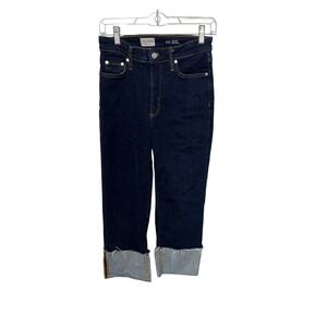 Pilcro Jeans Women 26 Dark Blue High Rise‎ Straight Raw Cuff OB1896865